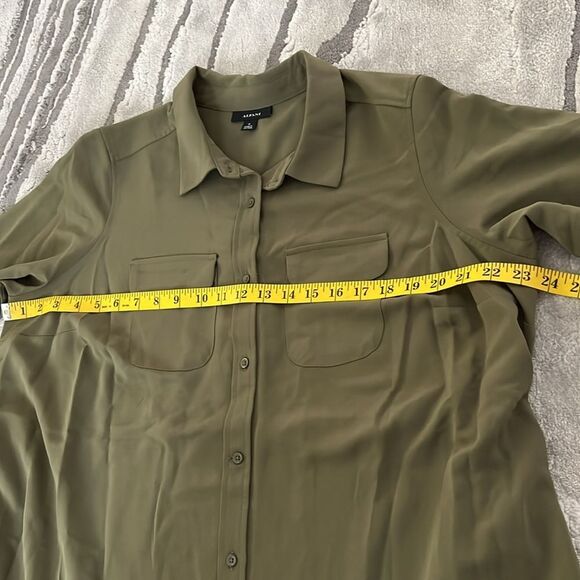 Alfani Olive Green Long Sleeve Button Down Shirt Dress Size 1X - Picture 6 of 11